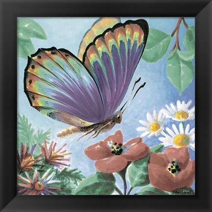 Framed Butterfly Flowers I Print