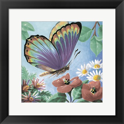 Framed Butterfly Flowers I Print