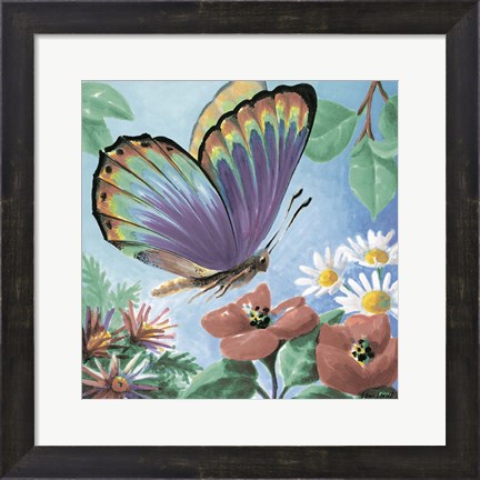 Framed Butterfly Flowers I Print