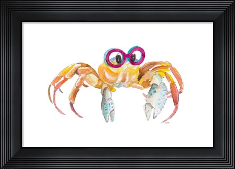 Framed Crab With Glasses Print