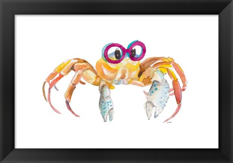 Framed Crab With Glasses Print