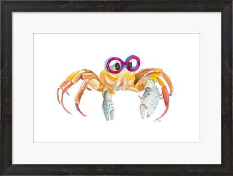 Framed Crab With Glasses Print