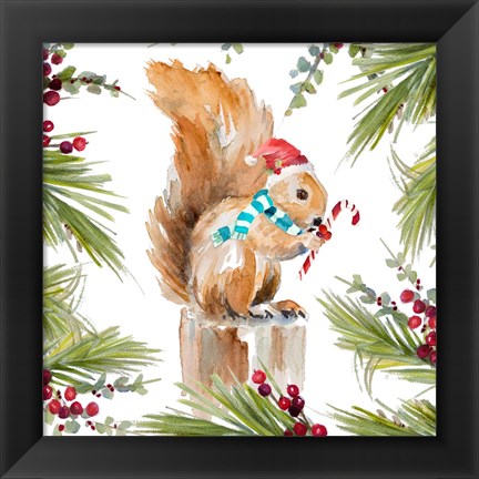 Framed Holiday Squirrel Print