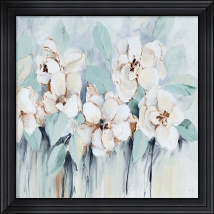 Framed Modern Blue Fleurs Square Print