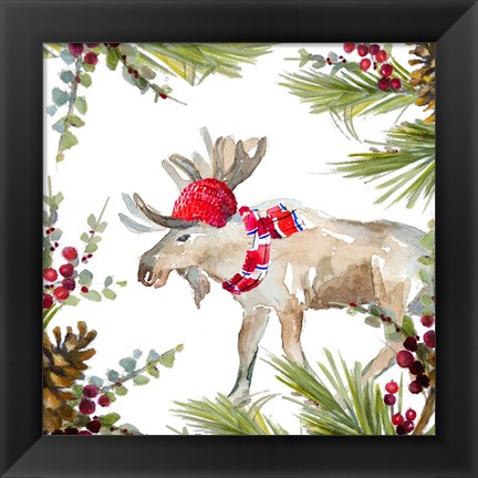 Framed Holiday Moose Print