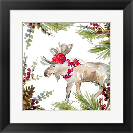 Framed Holiday Moose Print