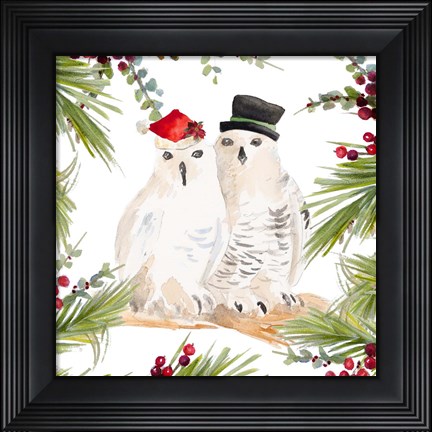 Framed Holiday Owls Print