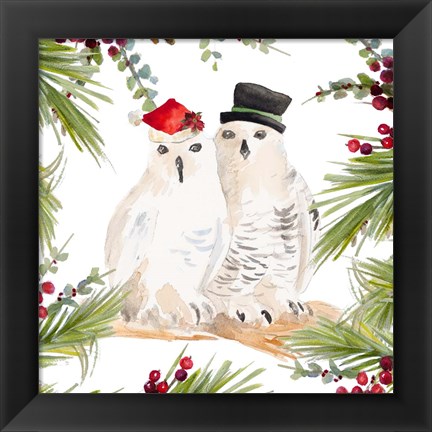 Framed Holiday Owls Print