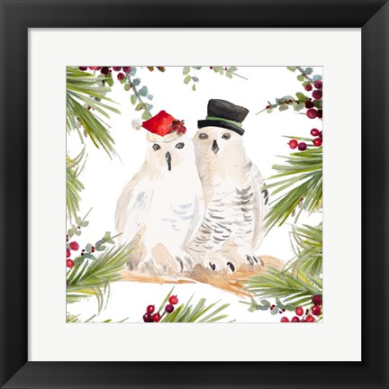 Framed Holiday Owls Print