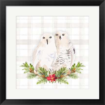 Framed Holiday Woodland Garland on Plaid IV Print