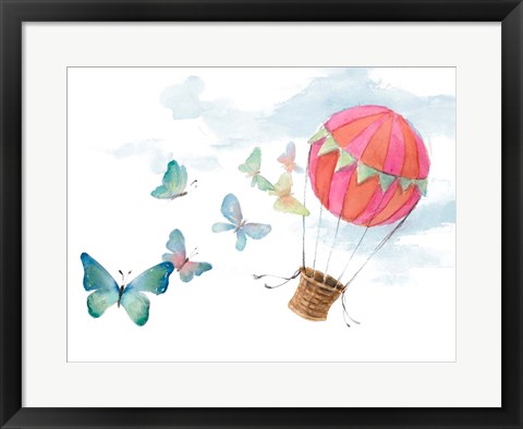 Framed Fluttering Hot Balloon Ride Print