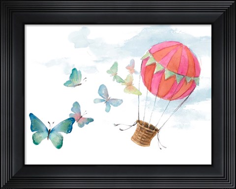 Framed Fluttering Hot Balloon Ride Print