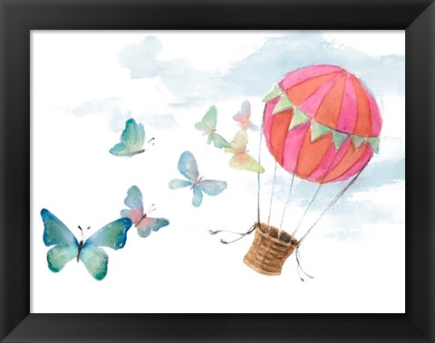 Framed Fluttering Hot Balloon Ride Print