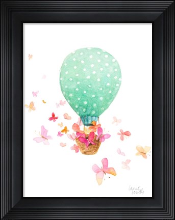 Framed Hot Air Balloon With Butterflies Print