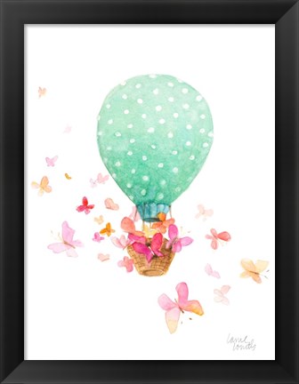 Framed Hot Air Balloon With Butterflies Print