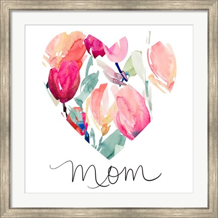 Framed Mom With Tulip Heart Print