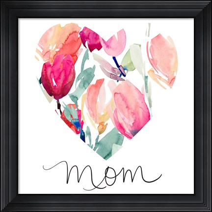 Framed Mom With Tulip Heart Print