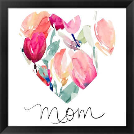 Framed Mom With Tulip Heart Print