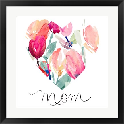 Framed Mom With Tulip Heart Print