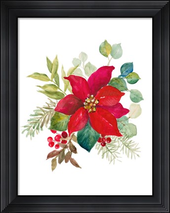 Framed Blooming Poinsettia I Print