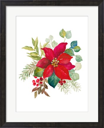 Framed Blooming Poinsettia I Print