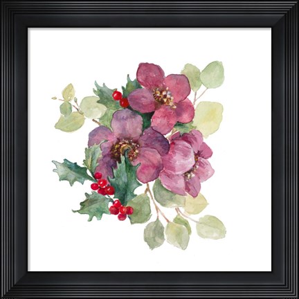 Framed Plum Christmas Flowers Print