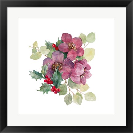 Framed Plum Christmas Flowers Print