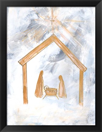 Framed Nativity Silver and Gold Print