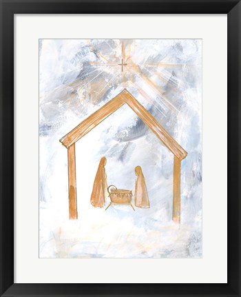 Framed Nativity Silver and Gold Print