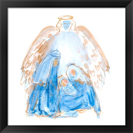 Framed Blue and Gold Nativity II Print