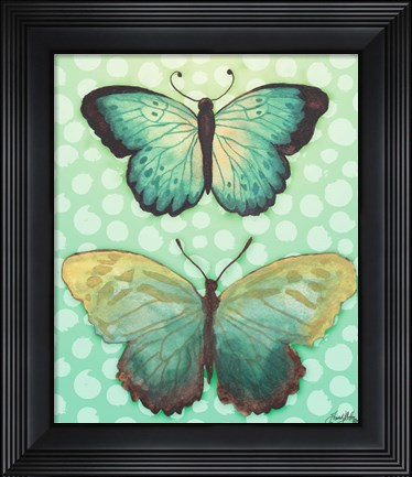 Framed Butterfly Duo in Teal Print