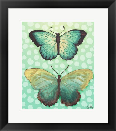 Framed Butterfly Duo in Teal Print