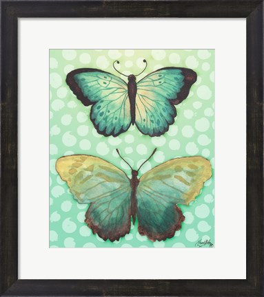 Framed Butterfly Duo in Teal Print