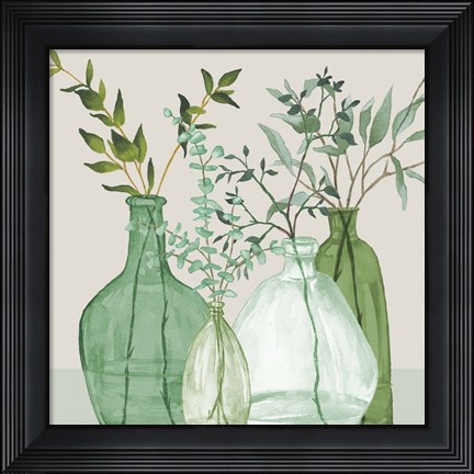 Framed Green Serenity Accents Print