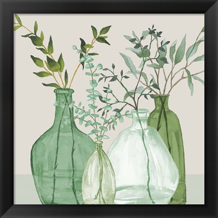 Framed Green Serenity Accents Print