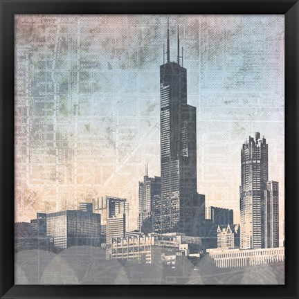 Framed Chicago Skyline I Print