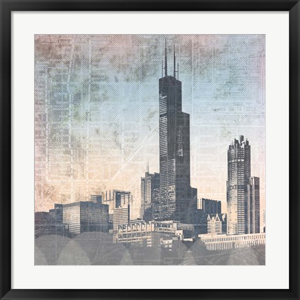 Framed Chicago Skyline I Print