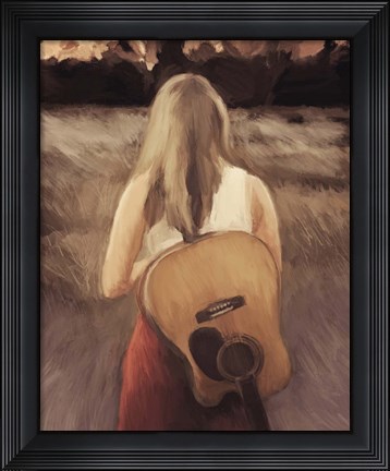 Framed Traveling With My Guitar Print