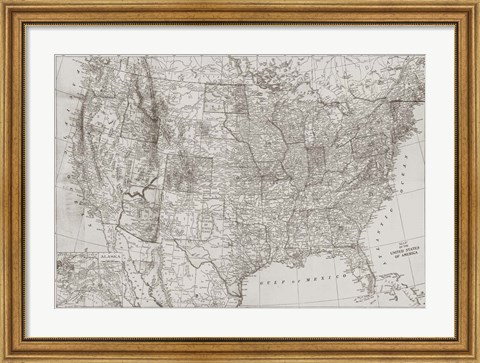 Framed Natural US Map Print