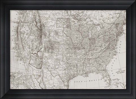 Framed Natural US Map Print