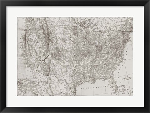 Framed Natural US Map Print