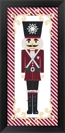 Framed Nutcracker On Red Stripe I Print