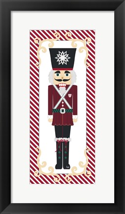 Framed Nutcracker On Red Stripe I Print