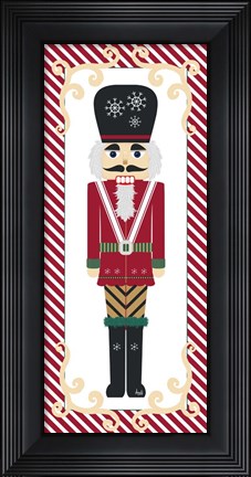Framed Nutcracker On Red Stripe II Print