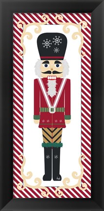 Framed Nutcracker On Red Stripe II Print