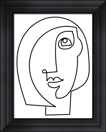 Framed Loopy Line Lady I Print
