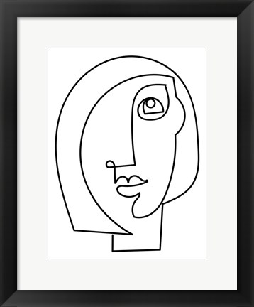 Framed Loopy Line Lady I Print