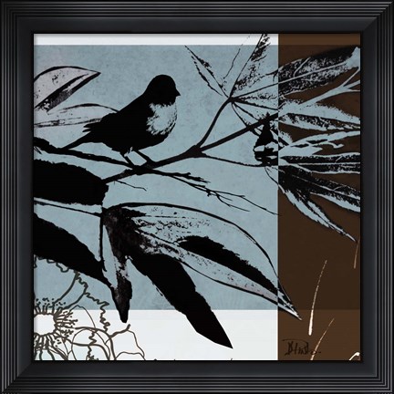 Framed Blue &amp; White Silhouette I Print