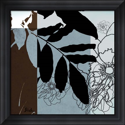 Framed Blue &amp; White Silhouette II Print