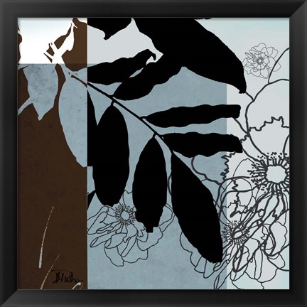 Framed Blue &amp; White Silhouette II Print